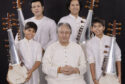 Ustad Amjad Ali Khan (centre) with his sons Amaan Ali Bangash and Ayaan Ali Bangash, and grandsons Zohaan Ali Bangash and Abeer Ali Bangash